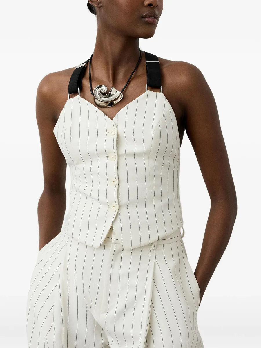 Donella striped suspender bustier top 6