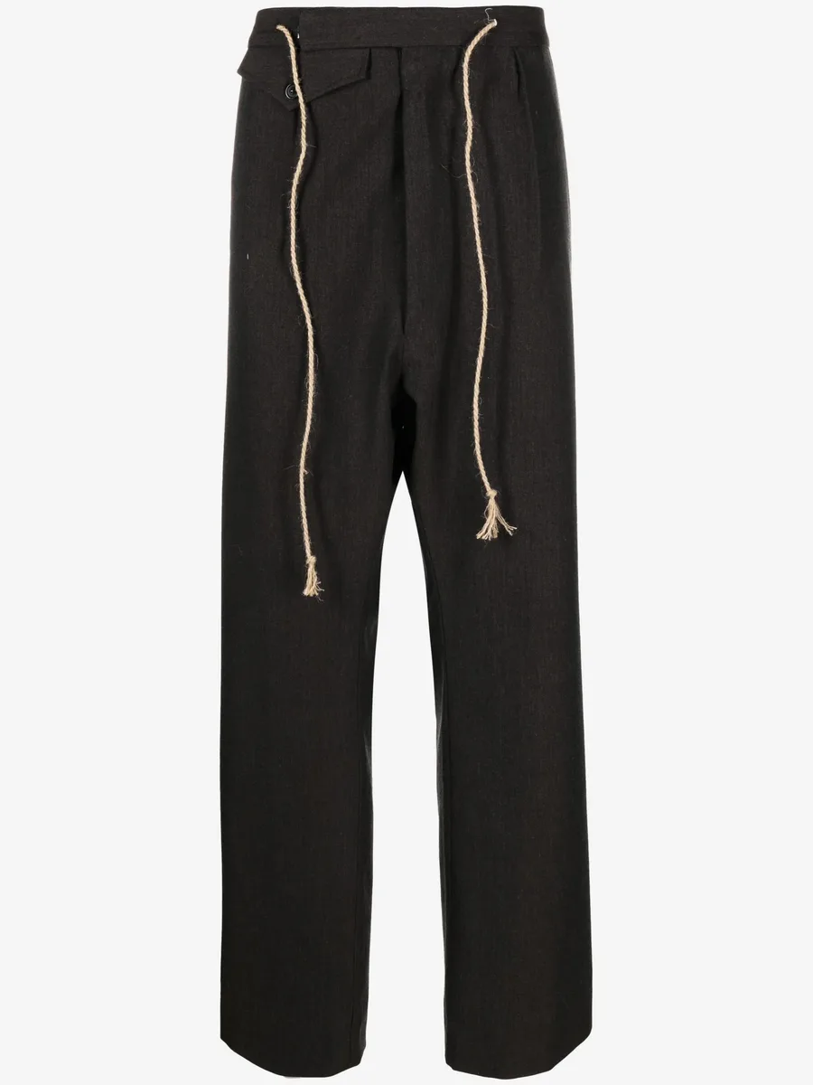 drawstring-waist wool trousers 1
