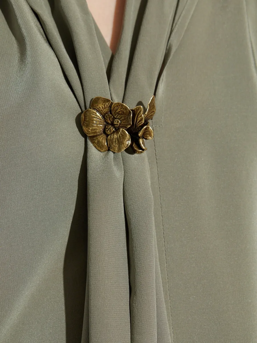 pleated tie-neck blouse 10
