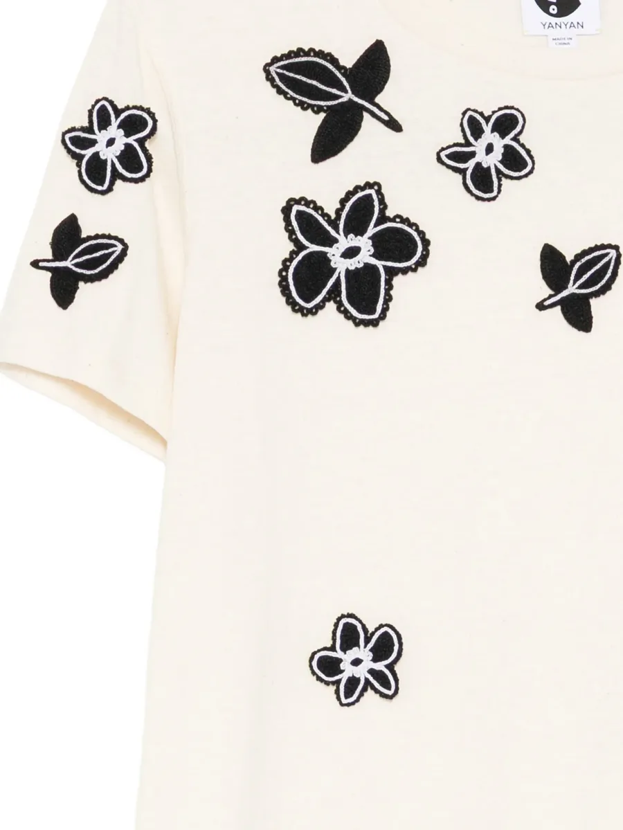 floral-appliqué T-shirt 5