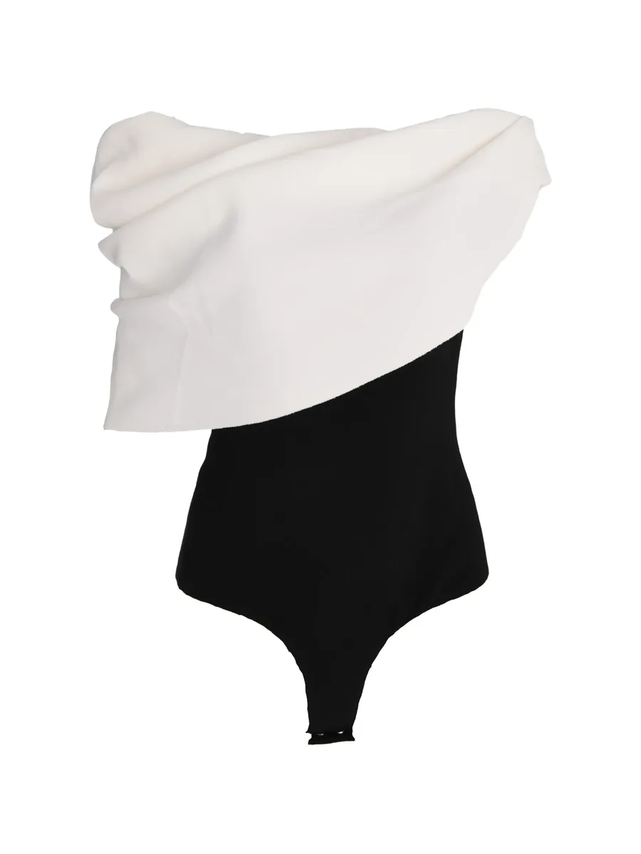 Lidia off-shoulder draped bodysuit 1