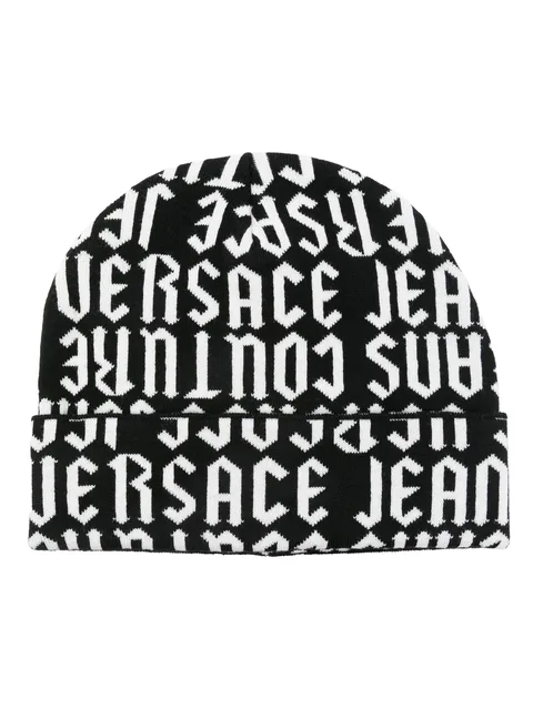 logo-jacquard beanie hat
