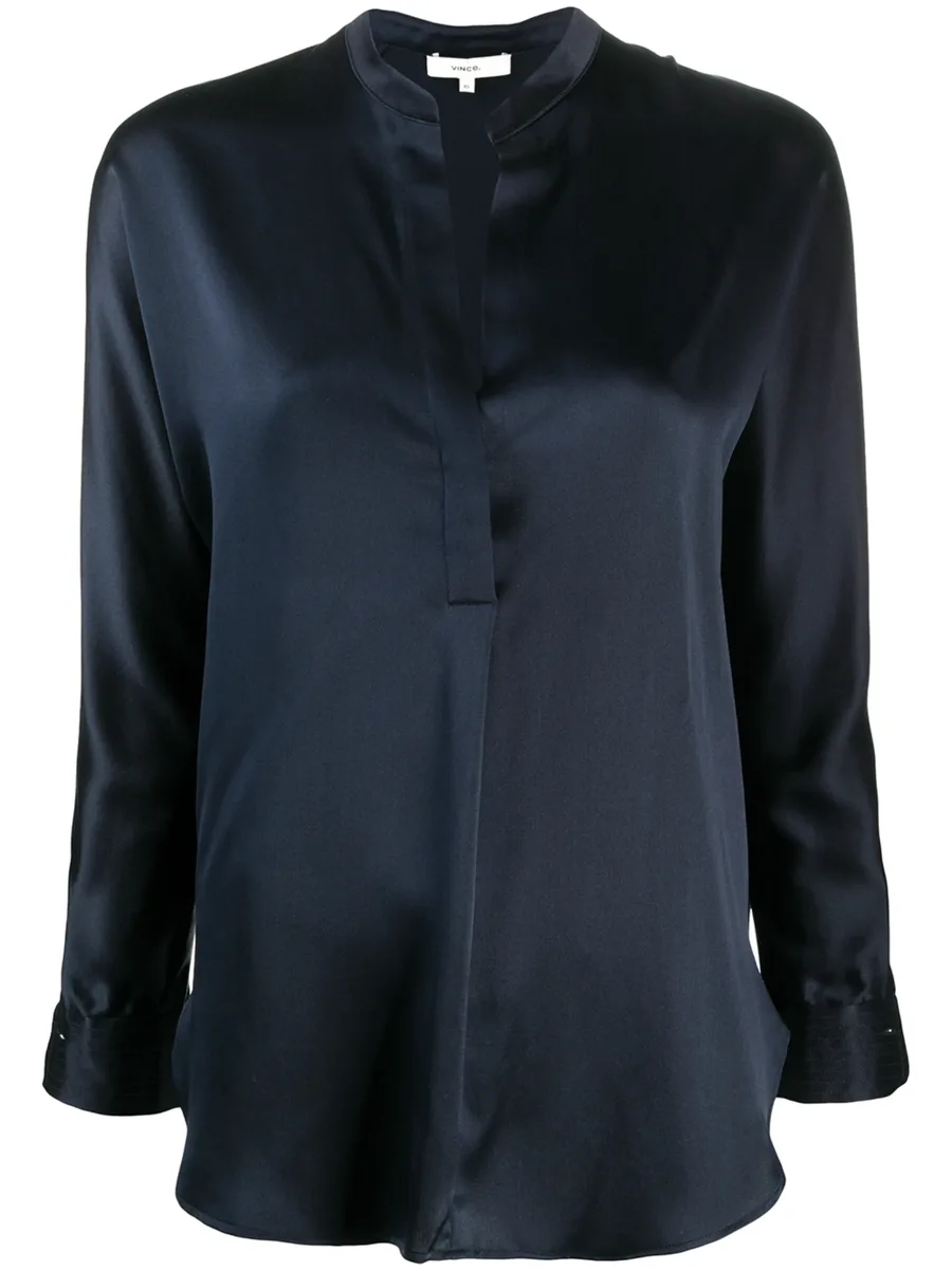 long-sleeved open front blouse 1