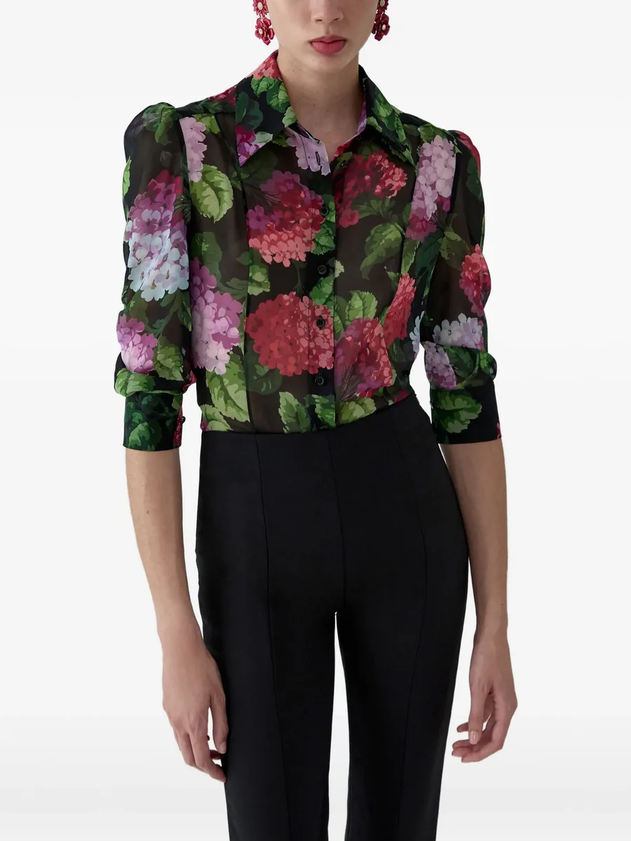 hydrangea-print chiffon blouse 7