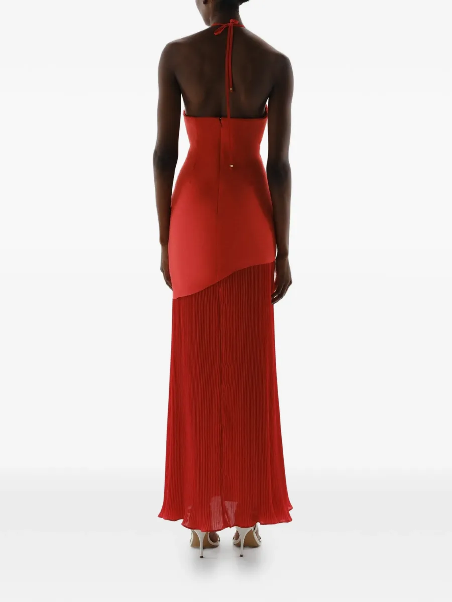 Gaia halter-ring pleated maxi dress 7