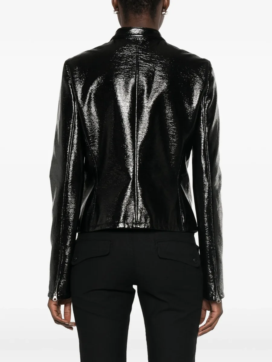 vinyl-effect high-neck jacket 4