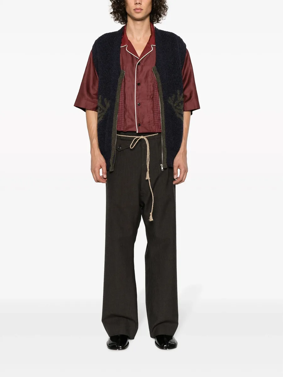 drawstring-waist wool trousers 2