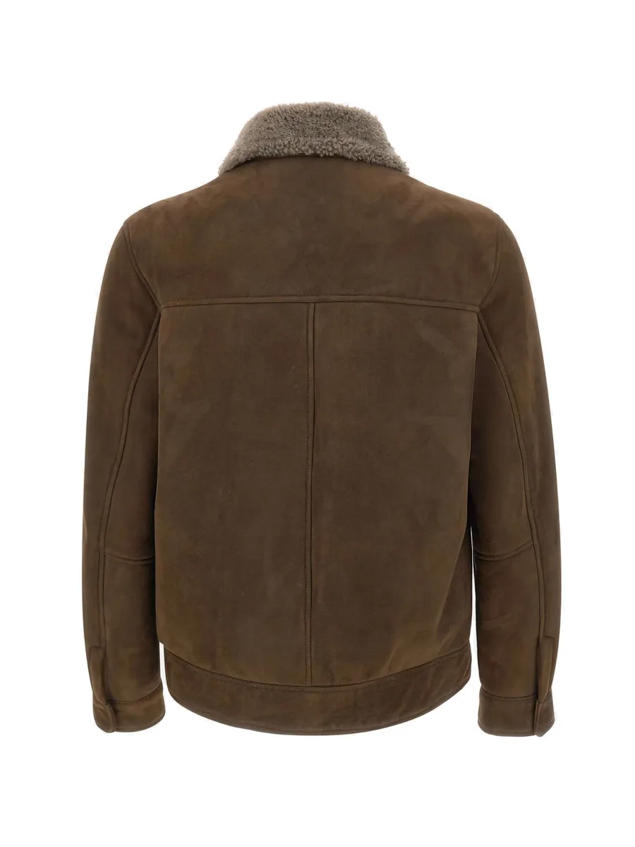 Brunelleschi shearling-collar suede jacket 3