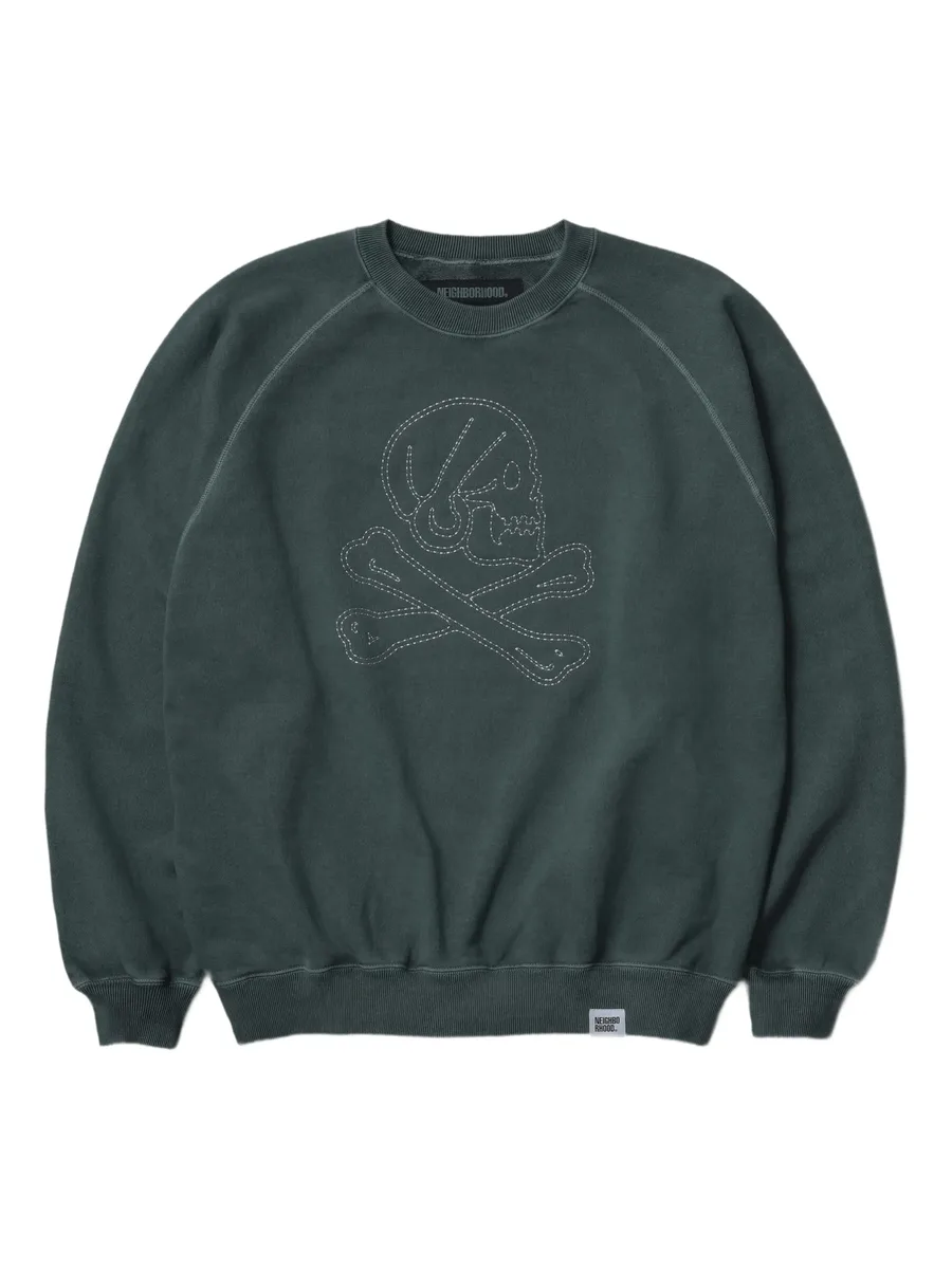 skull-embroidered sweatshirt 1
