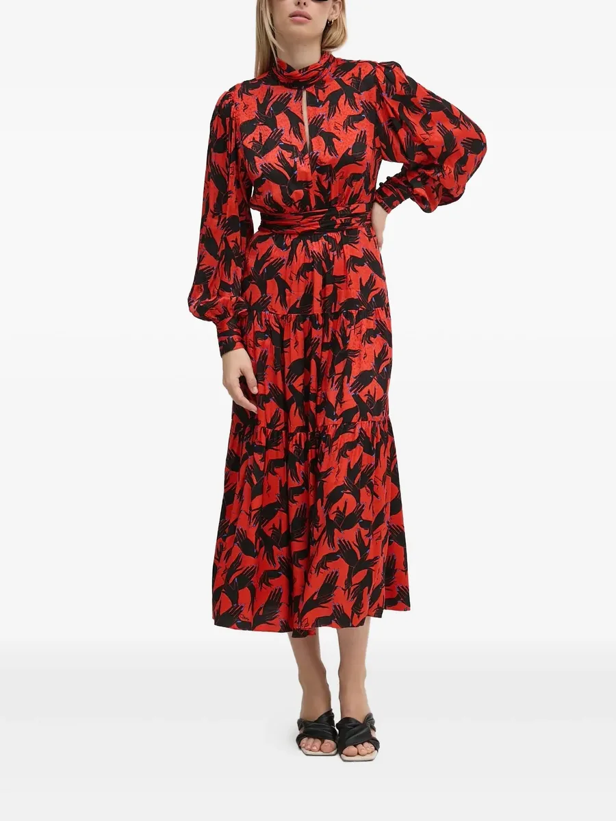 tiered printed midi dress 1