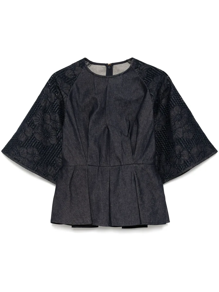 denim embroidered top 1