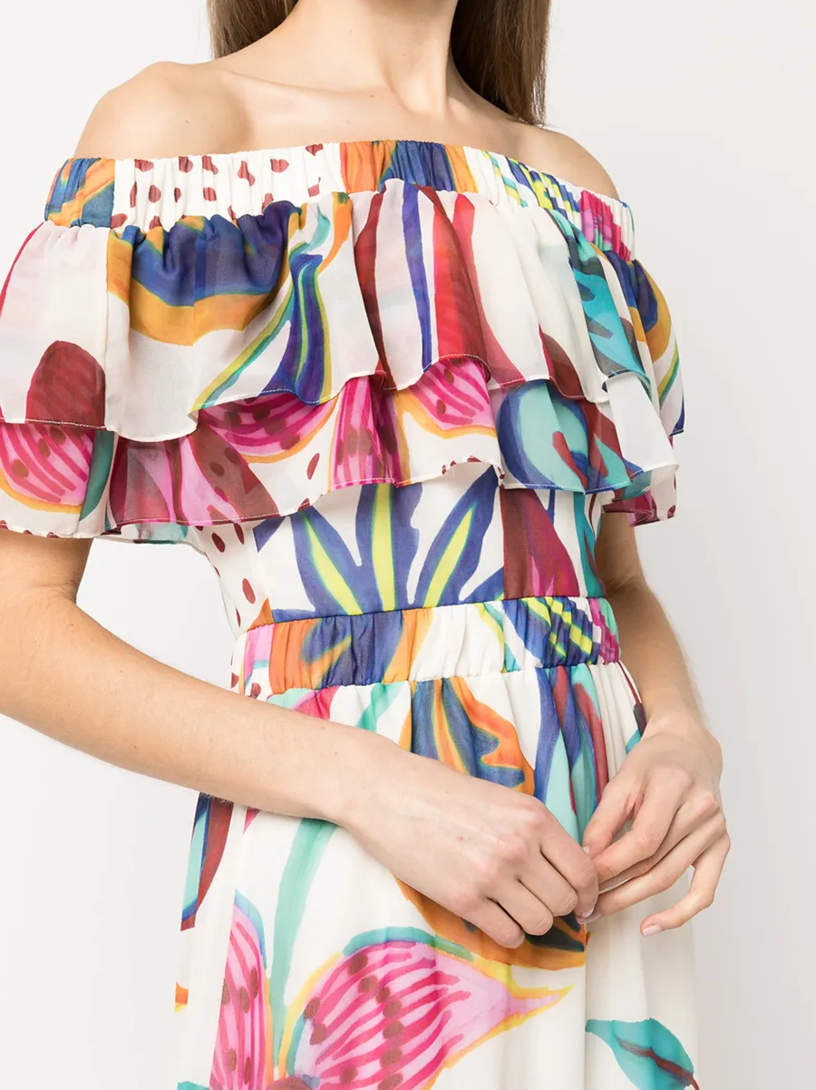 floral-print off-the-shoulder midi dress 10