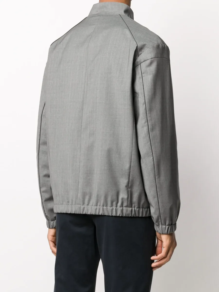 pinstriped pattern zipped jacket 8