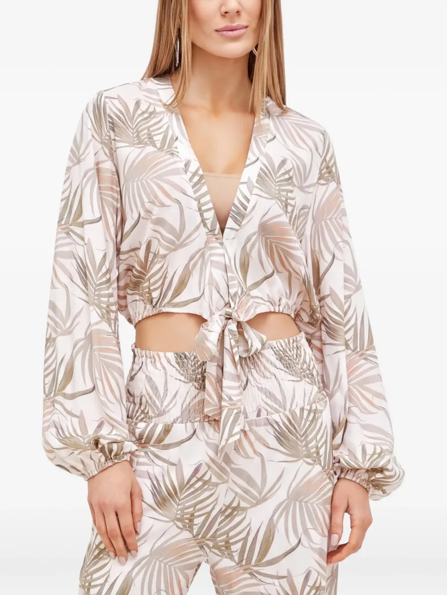 Gemma palm-print tie-front top 2