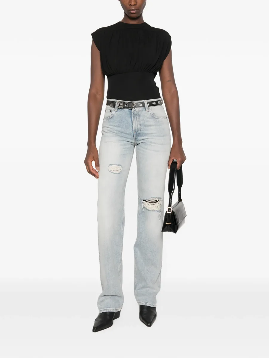 distressed straight-leg jeans 2