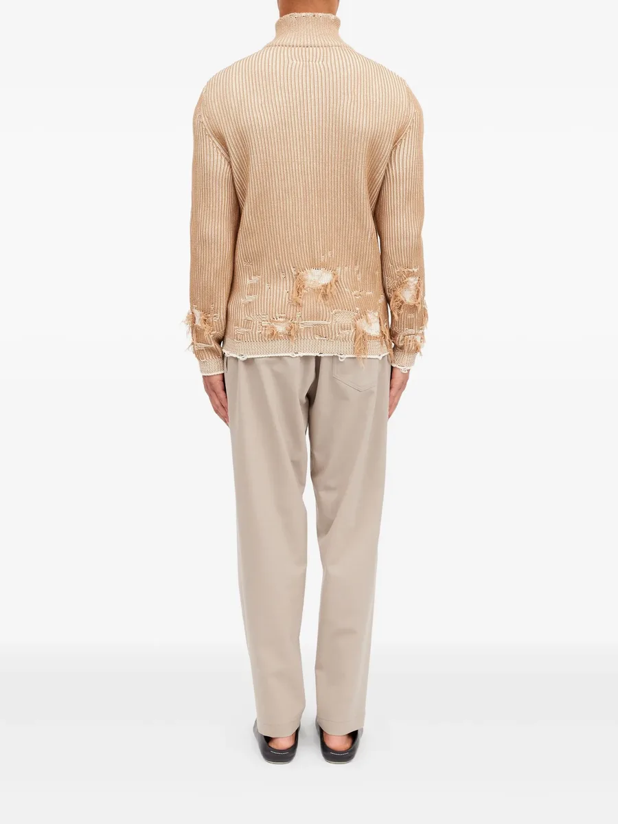 ribbed distressed zip-up cardigan 8