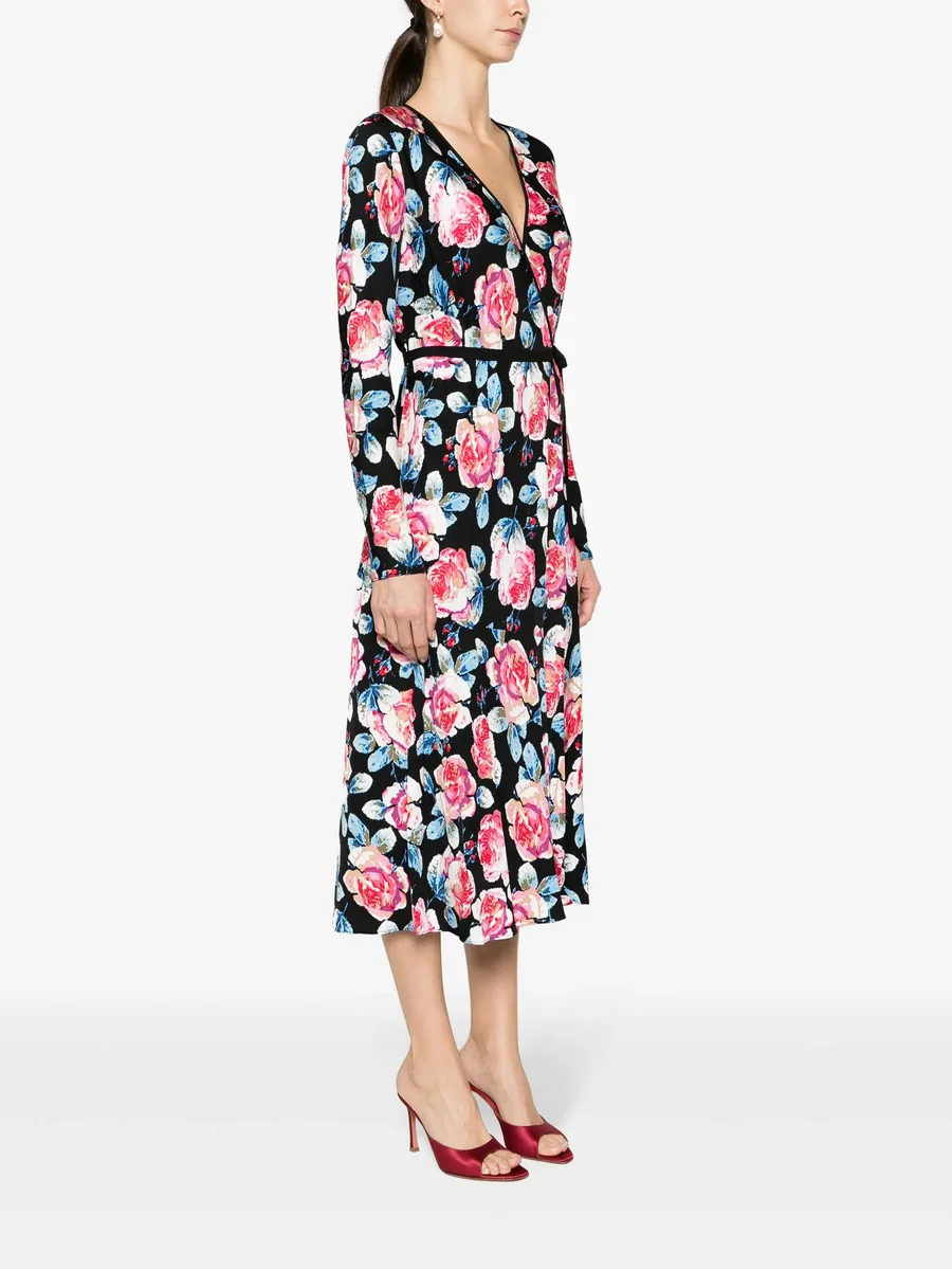 Anika rose-print midi wrap dress 6