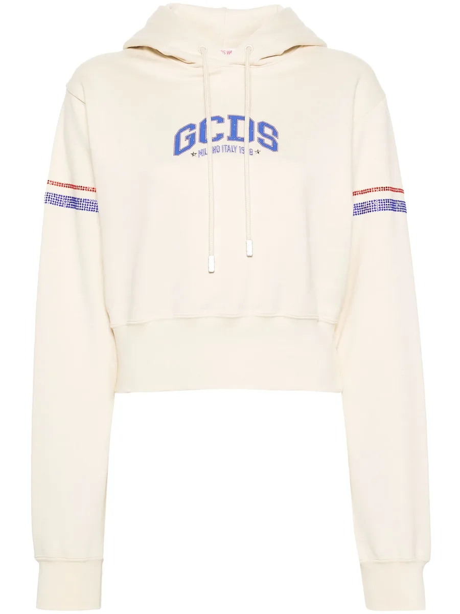 crystal-embellished cropped hoodie 1