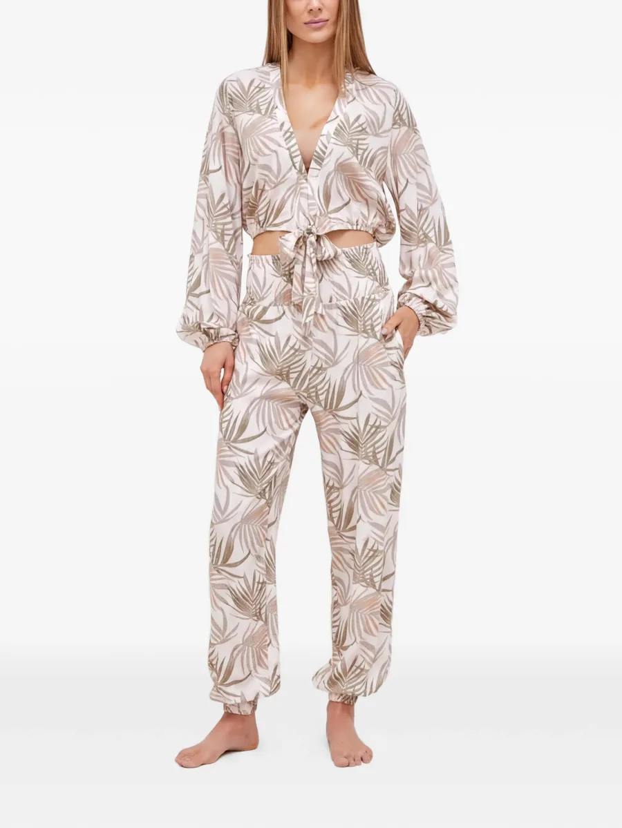 Gemma palm-print tie-front top 4