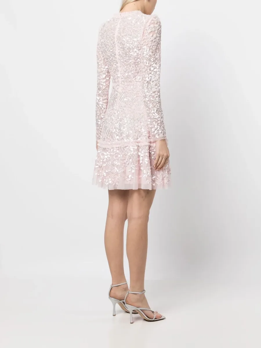 sequinned long-sleeve skater dress 7