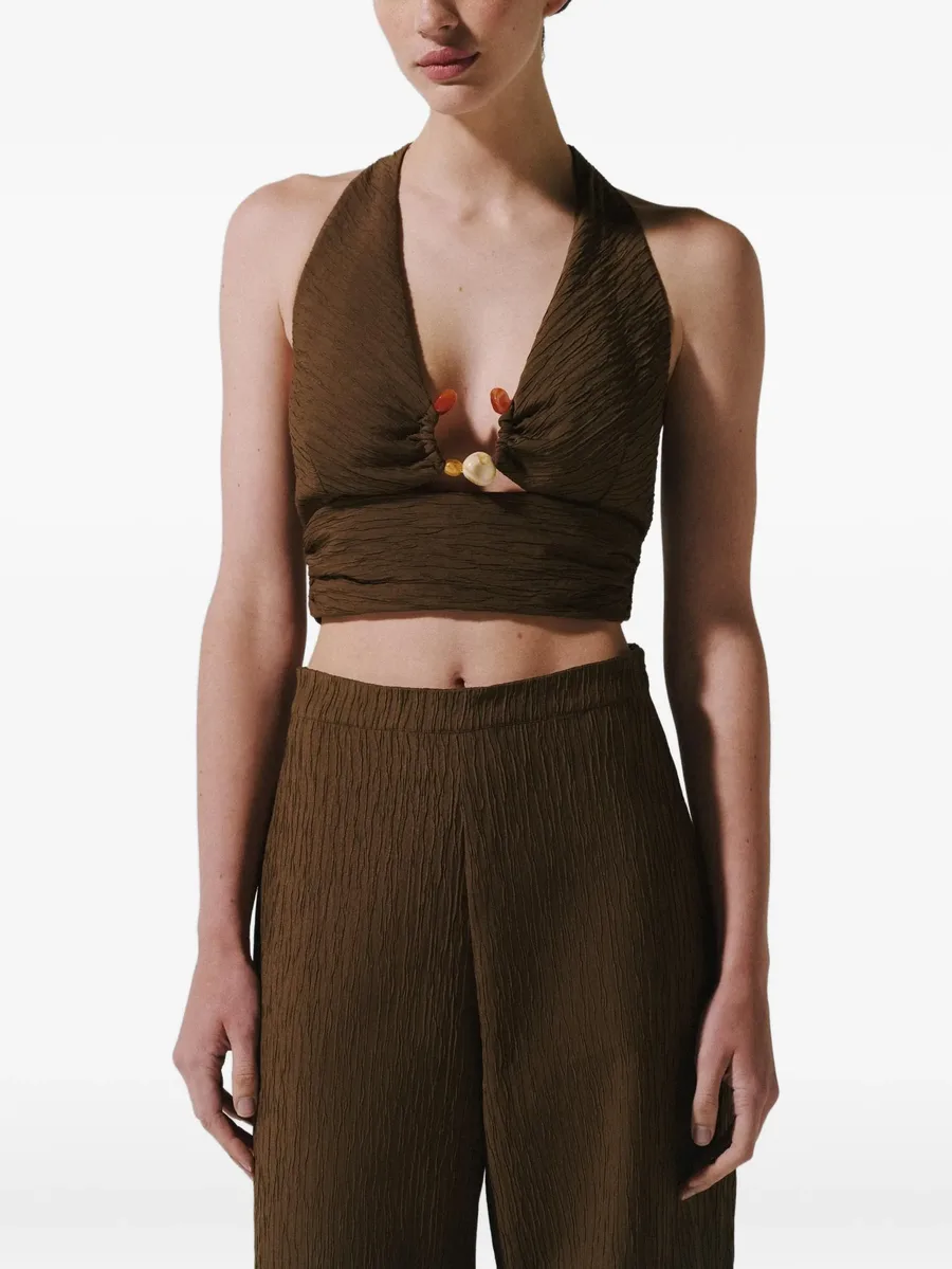 Louise stone-embellished halterneck top 7