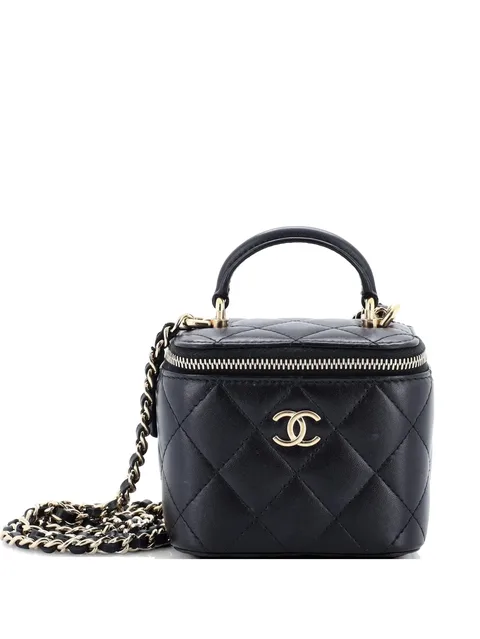 стеганая мини-сумка через плечо Classic Top Handle Vanity Case с цепочкой