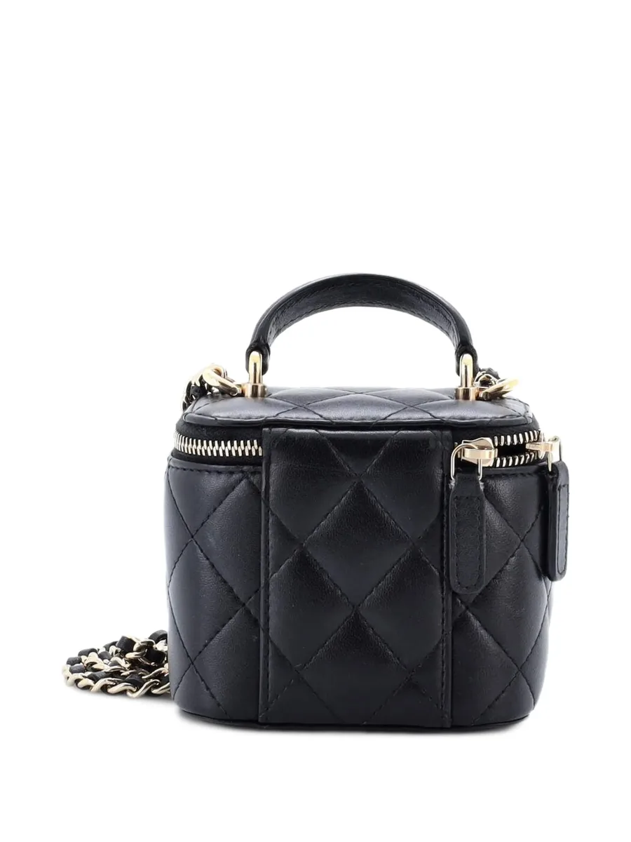 стеганая мини-сумка через плечо Classic Top Handle Vanity Case с цепочкой 4