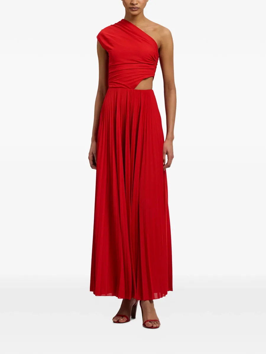 one-shoulder pleated maxi dress 5