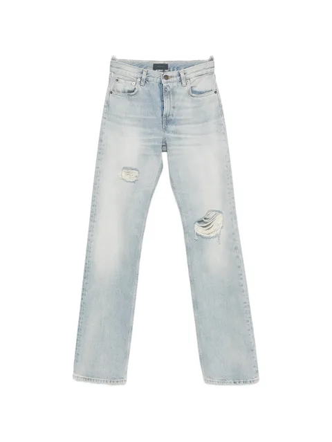 distressed straight-leg jeans