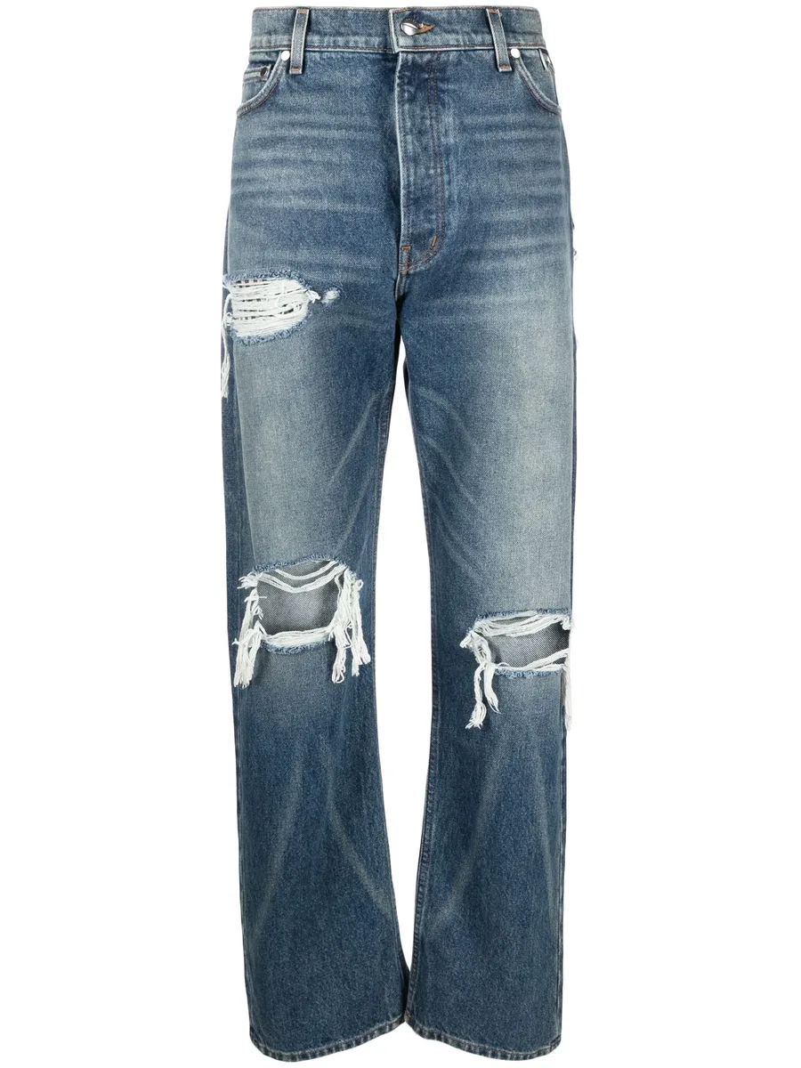 Boxer distressed straight-leg jeans 2
