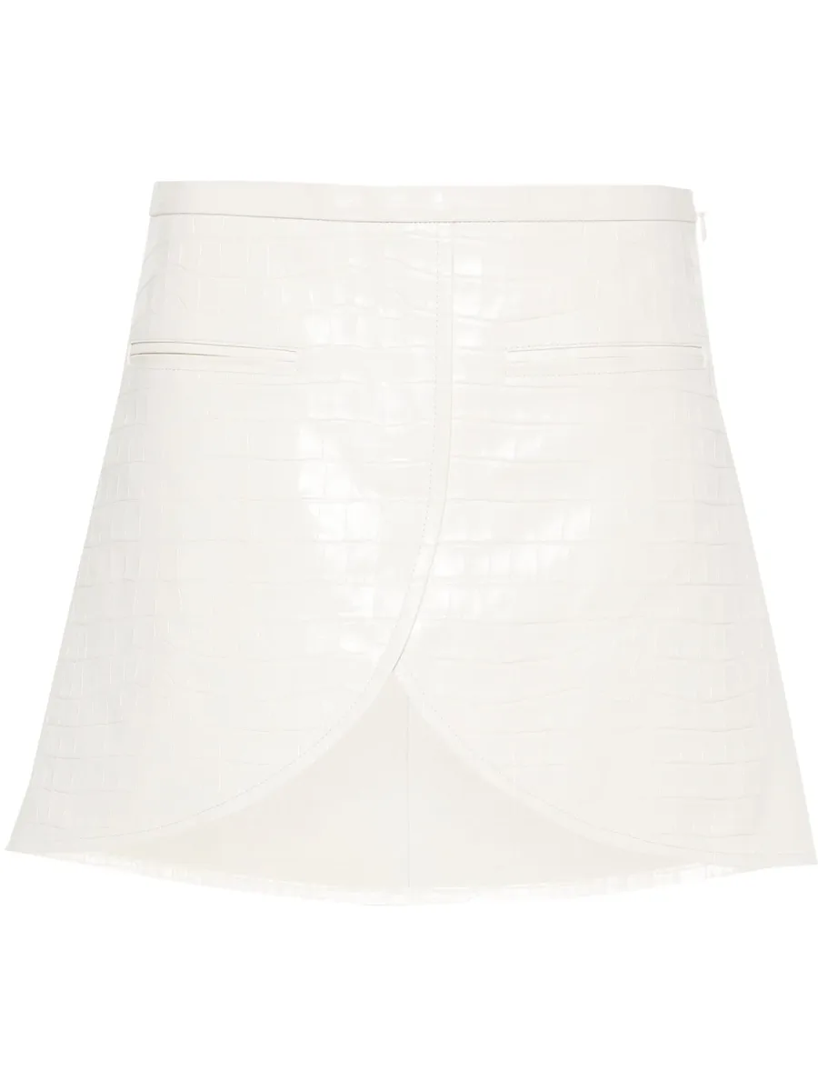 Ellipse crocodile-effect leather mini skirt 1