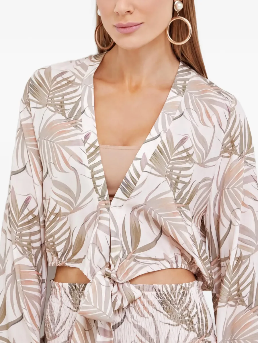 Gemma palm-print tie-front top 7