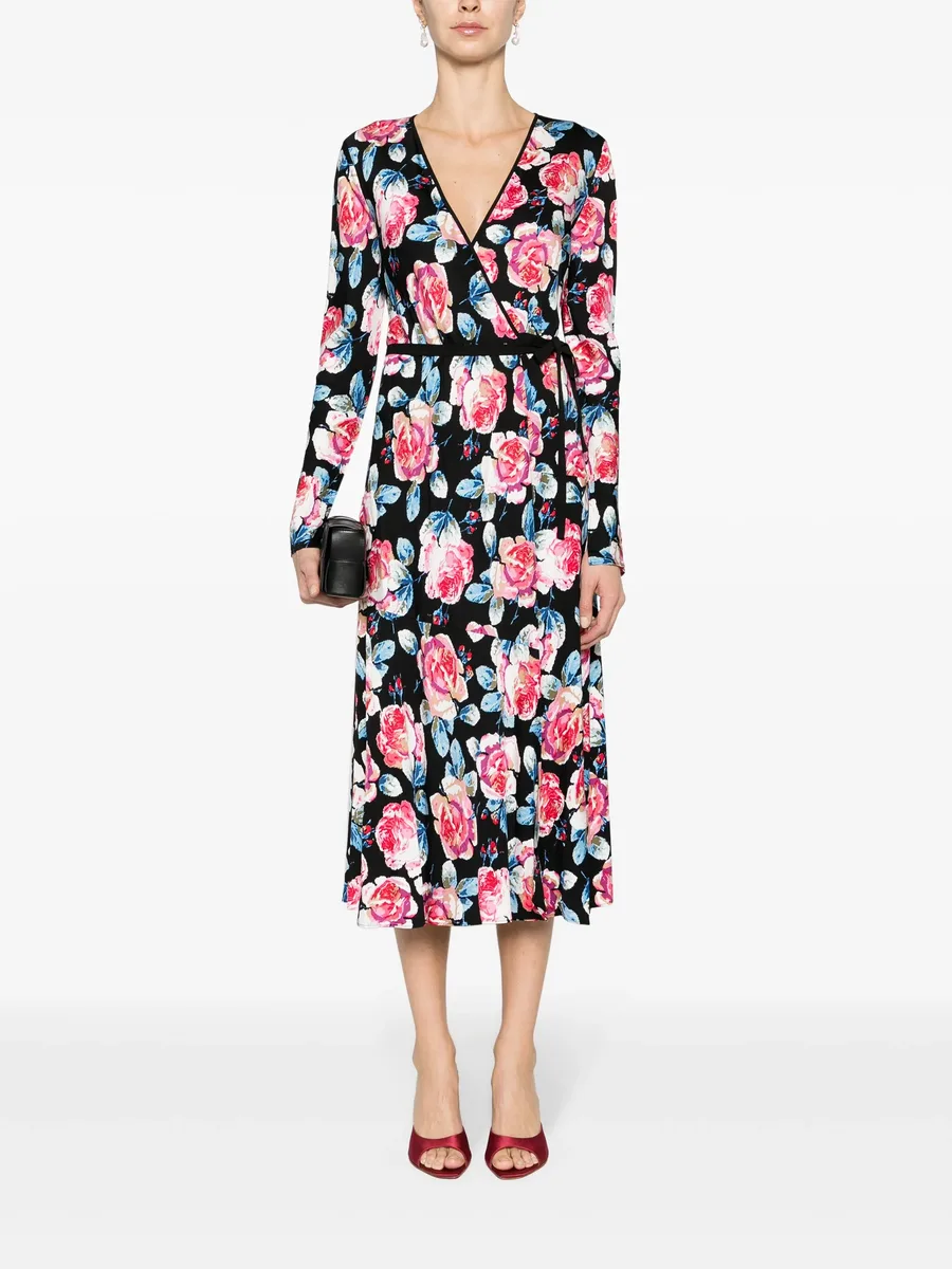 Anika rose-print midi wrap dress 3