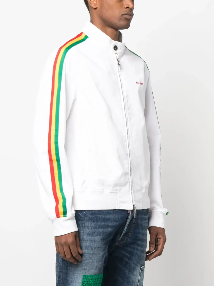 stripe-trim bomber jacket 5