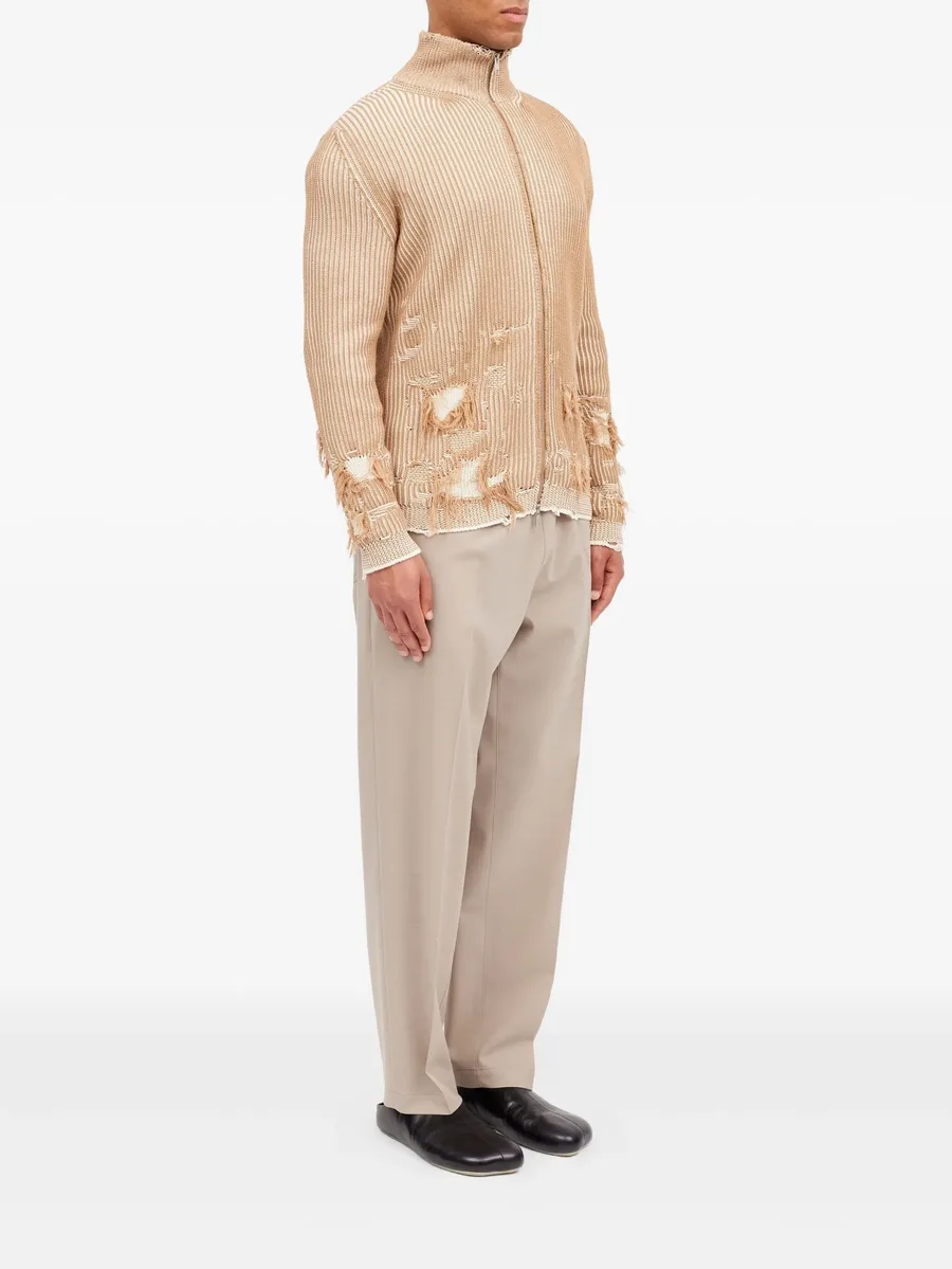 ribbed distressed zip-up cardigan 6