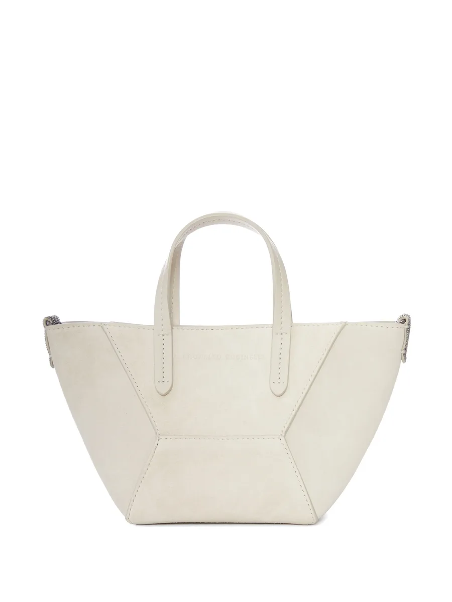 geometric-panelled suede tote bag 1