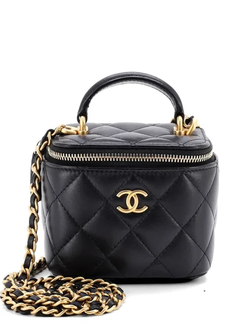 стеганая мини-сумка через плечо Classic Top Handle Vanity Case с цепочкой