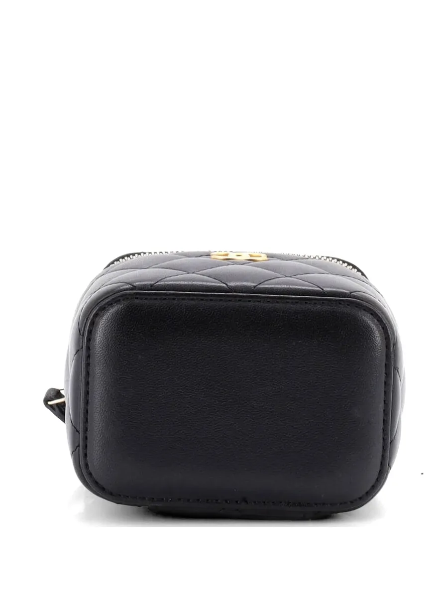 стеганая мини-сумка через плечо Classic Top Handle Vanity Case с цепочкой 5