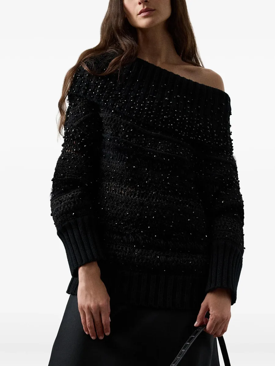embellished off-shoulder sweater 7