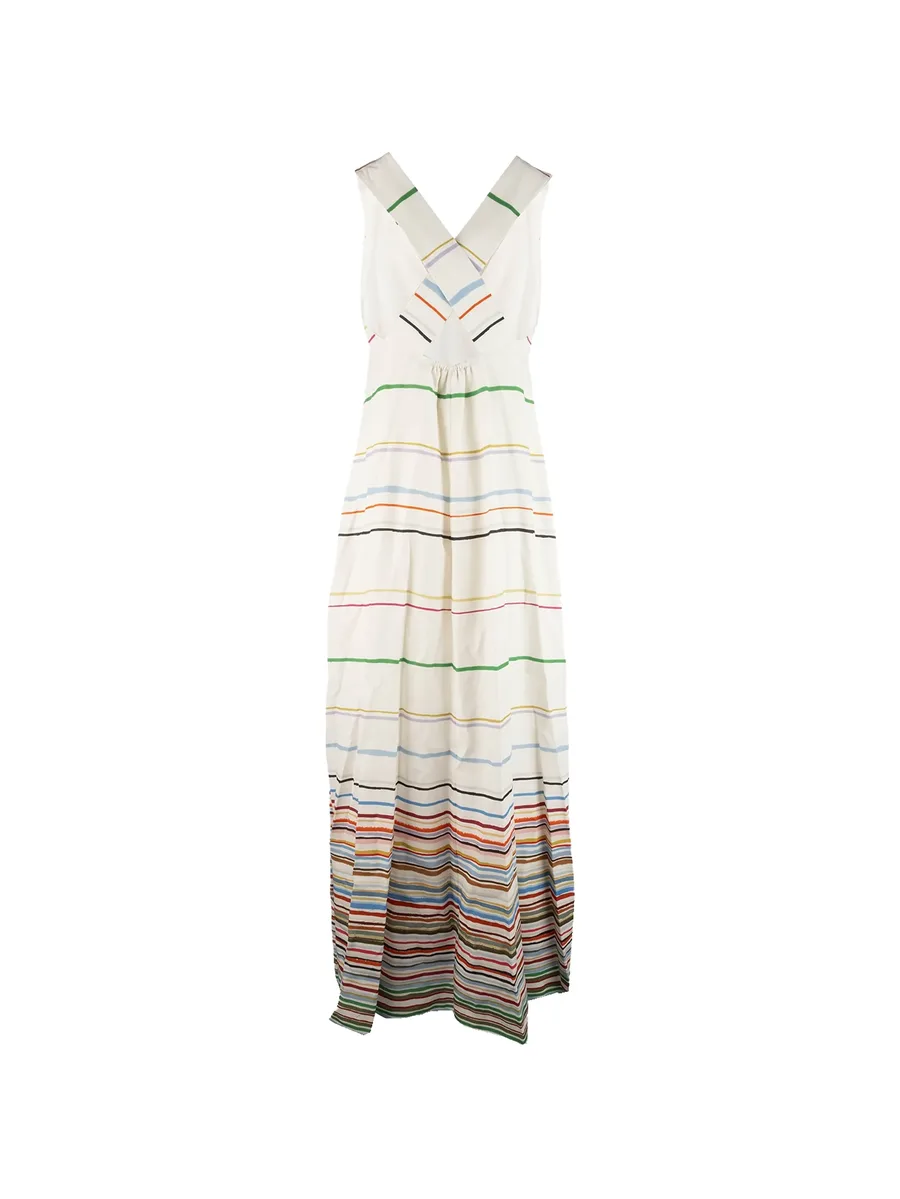 striped V-neck dress 3