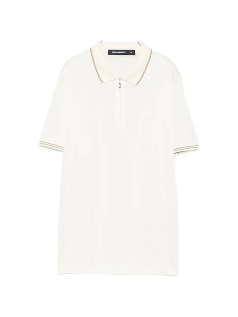 striped-trim zip-fastening polo shirt