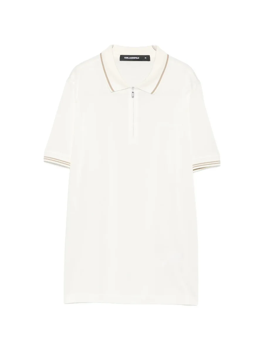 striped-trim zip-fastening polo shirt 1