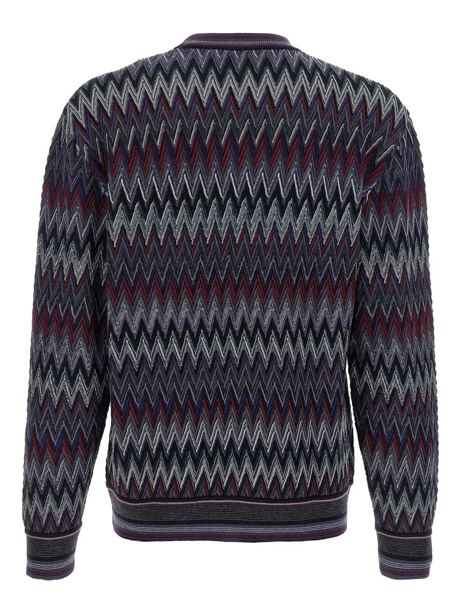 crew neck sweater with 3d zigzag pattern 3