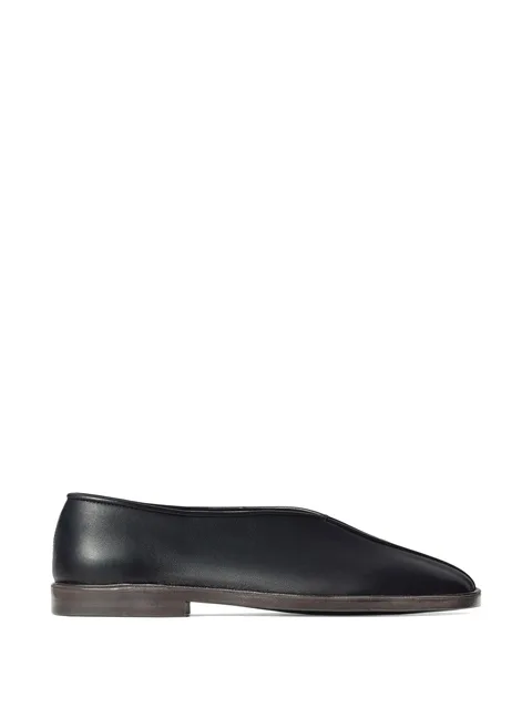 flat piped slippers in leather