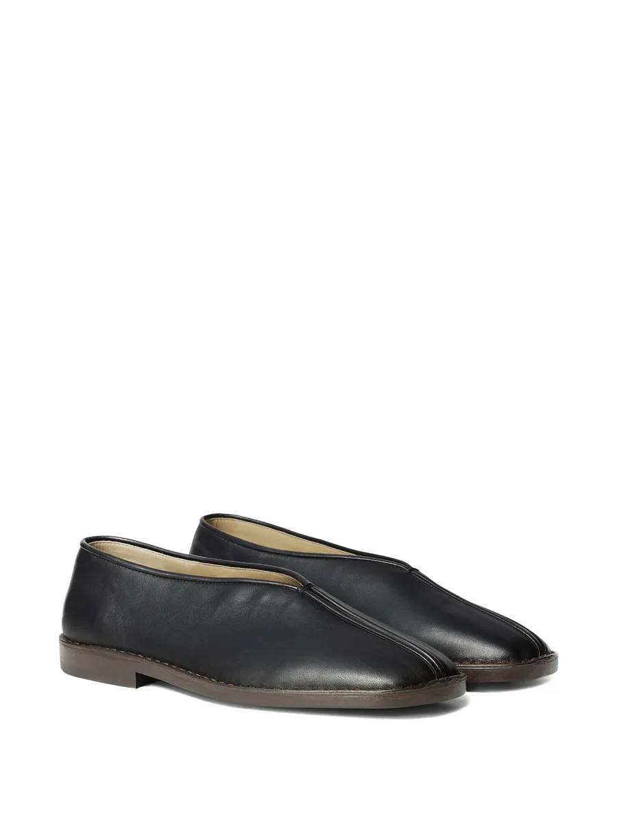 flat piped slippers in leather 4