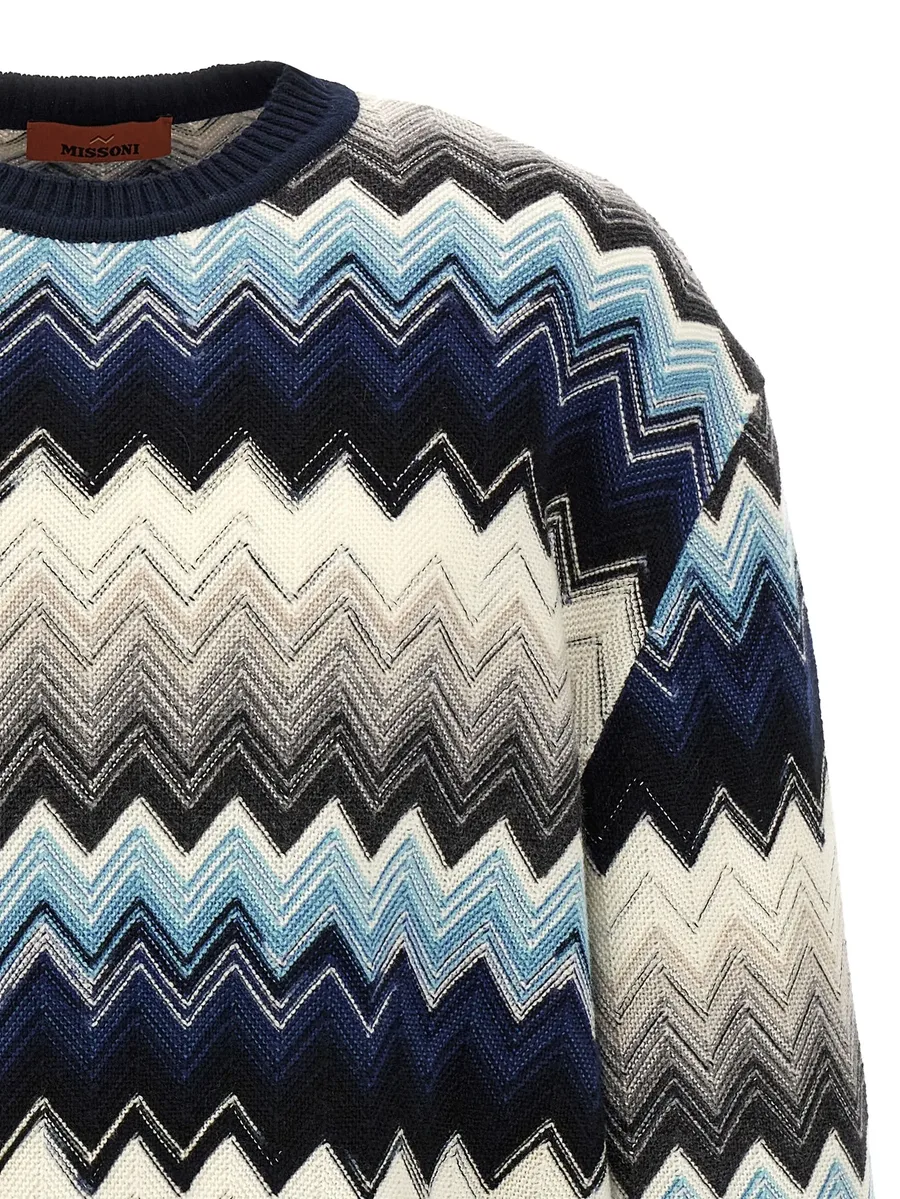 crew neck sweater with flame zigzag pattern 5