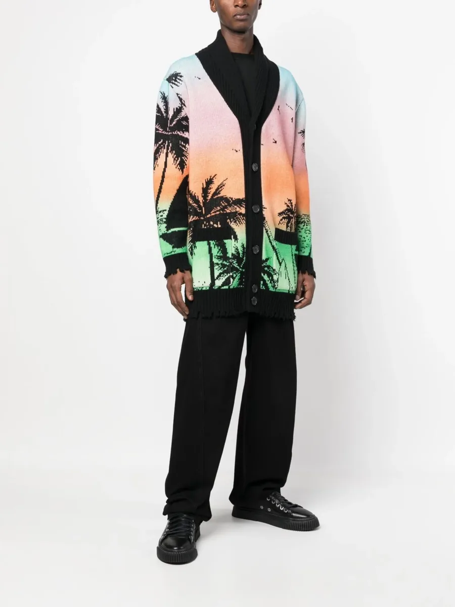 Hawaii-print button-up cardigan 4