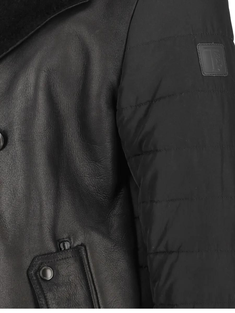 collared quilted-sleeve coat 8