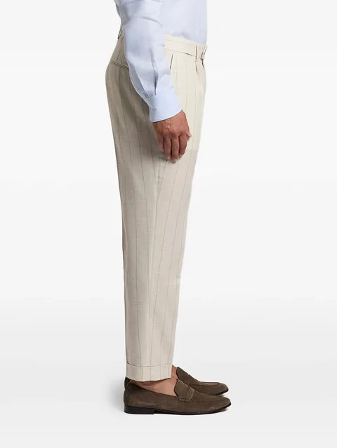 striped pleated trousers