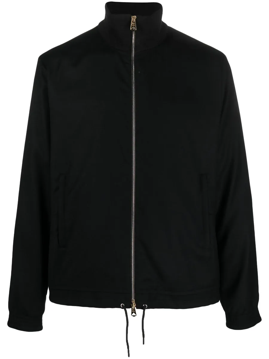 ribbed-collar jersey-texture bomber jacket 1